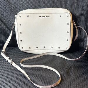 Michael Kors Sandrine Studded white cross body Bag